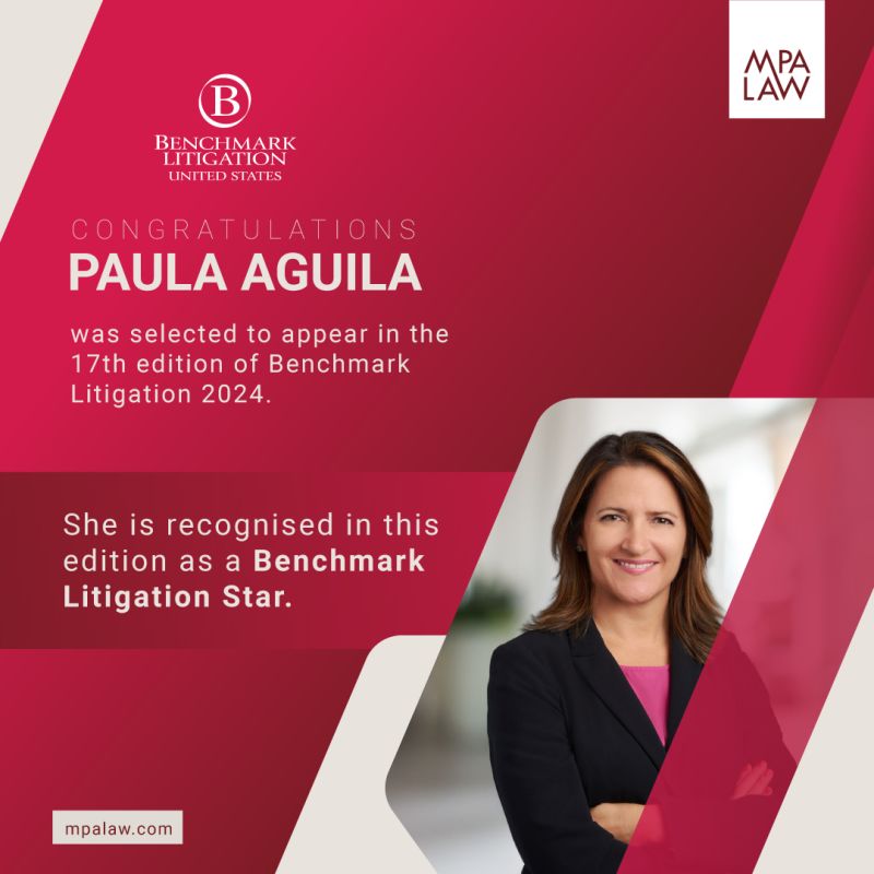 Paula Aguila recognized as a Benchmark Litigation Star in 2024.